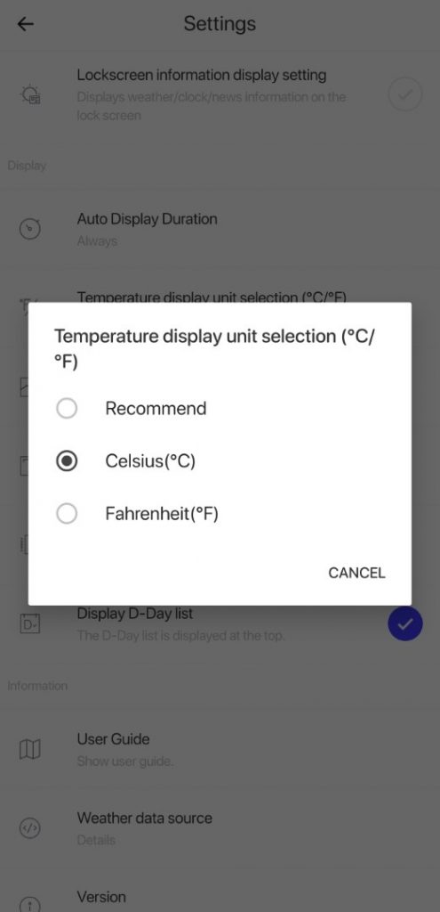 LockScreen Calendar - Temperatures Display